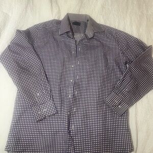 Toscano Purple & White Checkered Long Sleeve Shirt